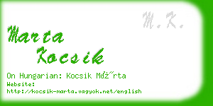 marta kocsik business card